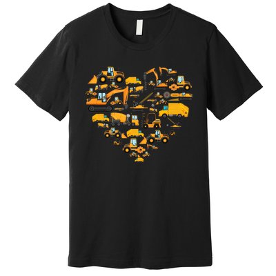 Types Of Construction Excavator Bulldozer Truck Crane Premium T-Shirt