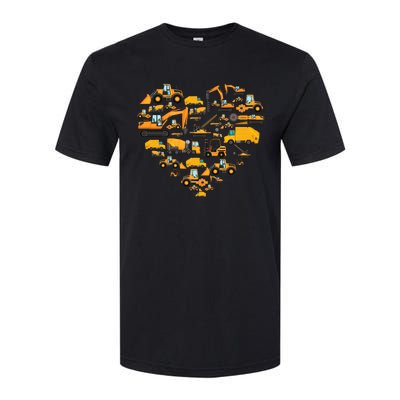 Types Of Construction Excavator Bulldozer Truck Crane Softstyle CVC T-Shirt