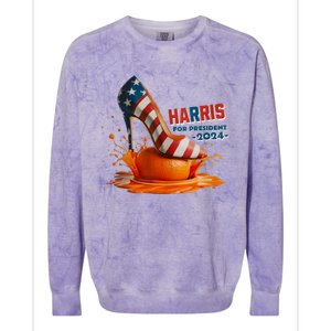 The Orange Crush Harris For President 2024 Patriotic Design Colorblast Crewneck Sweatshirt