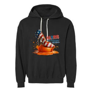 The Orange Crush Harris For President 2024 Patriotic Design Garment-Dyed Fleece Hoodie