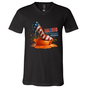 The Orange Crush Harris For President 2024 Patriotic Design V-Neck T-Shirt