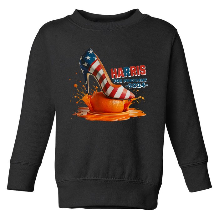 The Orange Crush Harris For President 2024 Patriotic Design Toddler Sweatshirt