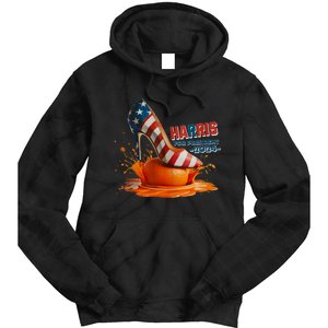 The Orange Crush Harris For President 2024 Patriotic Design Tie Dye Hoodie