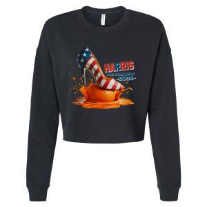 The Orange Crush Harris For President 2024 Patriotic Design Cropped Pullover Crew