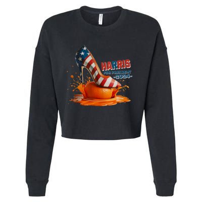 The Orange Crush Harris For President 2024 Patriotic Design Cropped Pullover Crew