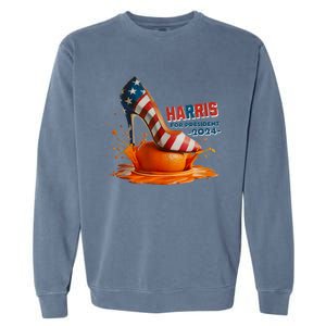 The Orange Crush Harris For President 2024 Patriotic Design Garment-Dyed Sweatshirt