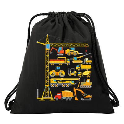 Types Of Construction Excavator Bulldozer Truck Crane Drawstring Bag