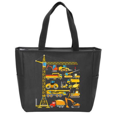 Types Of Construction Excavator Bulldozer Truck Crane Zip Tote Bag