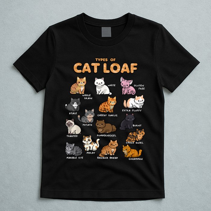 Types Of Cat Loaf Cute Kitten Funny Cat Meme Cat Lover T-Shirt