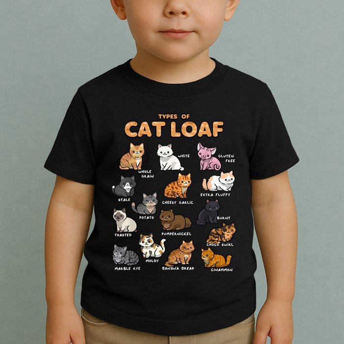 Types Of Cat Loaf Cute Kitten Funny Cat Meme Cat Lover Toddler T-Shirt