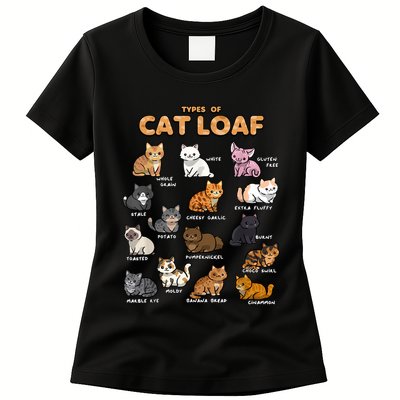 Types Of Cat Loaf Cute Kitten Funny Cat Meme Cat Lover Womens T-Shirt