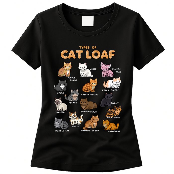 Types Of Cat Loaf Cute Kitten Funny Cat Meme Cat Lover Womens T-Shirt