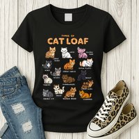 Types Of Cat Loaf Cute Kitten Funny Cat Meme Cat Lover Womens T-Shirt
