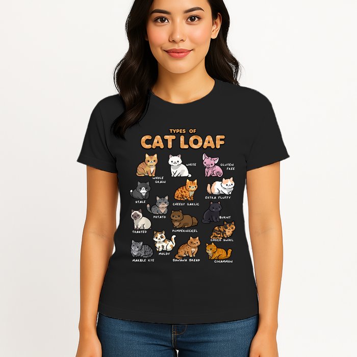 Types Of Cat Loaf Cute Kitten Funny Cat Meme Cat Lover Womens T-Shirt