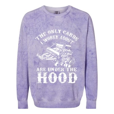 The Only Carbs I Worry V8 Engine Lovers Colorblast Crewneck Sweatshirt