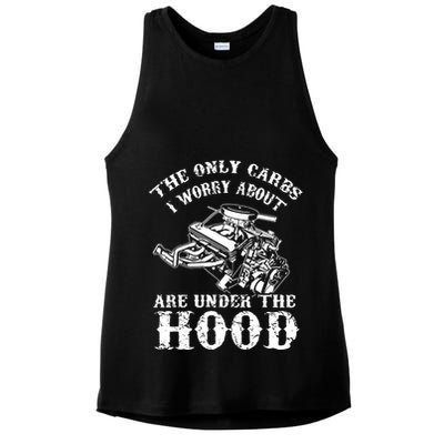 The Only Carbs I Worry V8 Engine Lovers Ladies PosiCharge Tri-Blend Wicking Tank