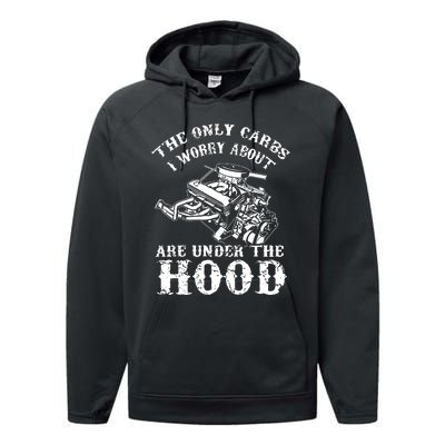 The Only Carbs I Worry V8 Engine Lovers Performance Fleece Hoodie