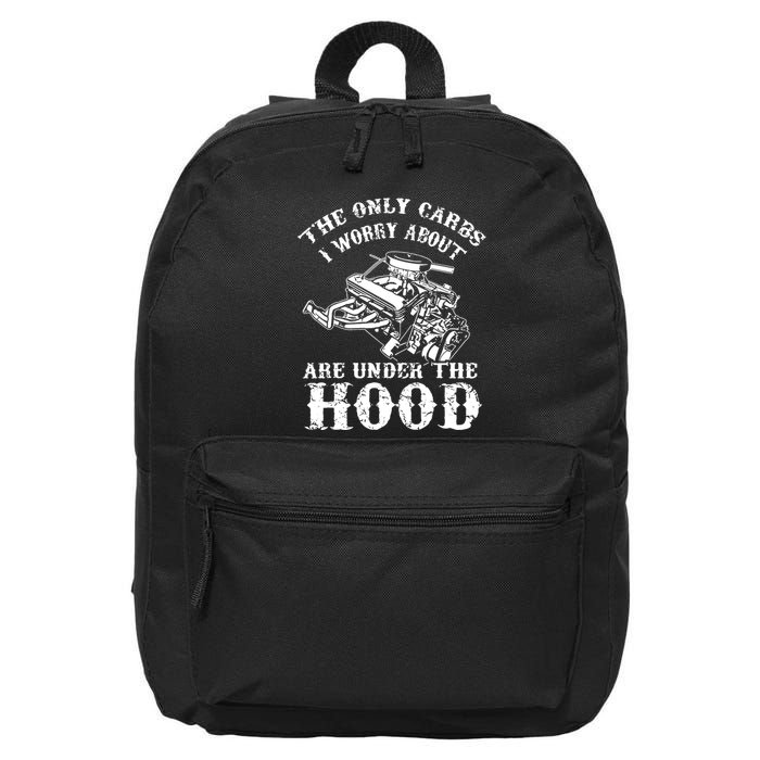The Only Carbs I Worry V8 Engine Lovers 16 in Basic Backpack