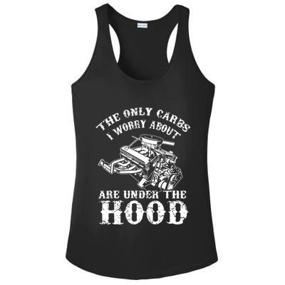 The Only Carbs I Worry V8 Engine Lovers Ladies PosiCharge Competitor Racerback Tank