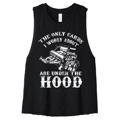 The Only Carbs I Worry V8 Engine Lovers Women's Racerback Cropped Tank