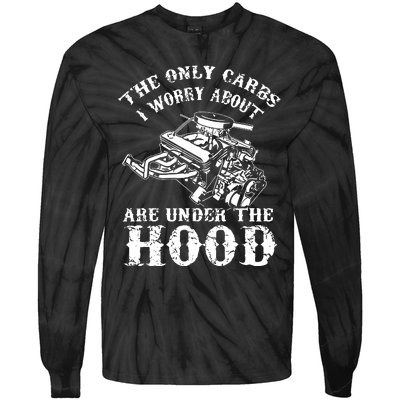 The Only Carbs I Worry V8 Engine Lovers Tie-Dye Long Sleeve Shirt