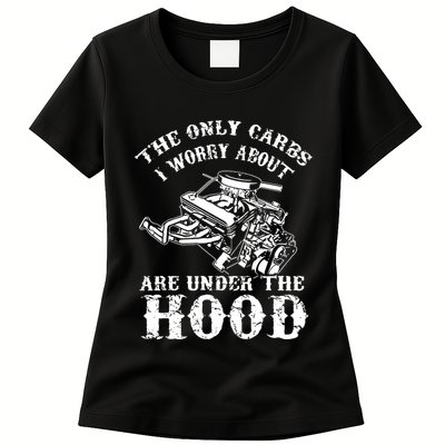 The Only Carbs I Worry V8 Engine Lovers Womens T-Shirt