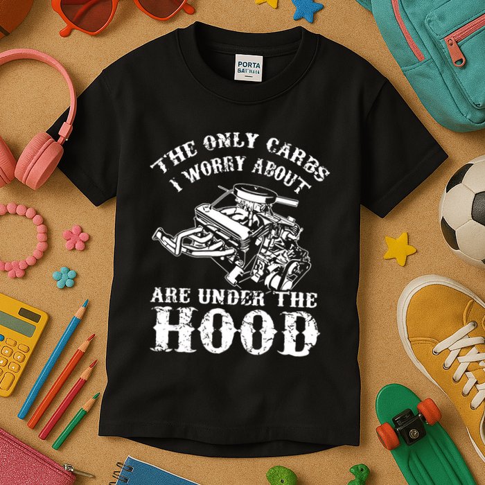 The Only Carbs I Worry V8 Engine Lovers Kids T-Shirt