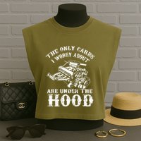 The Only Carbs I Worry V8 Engine Lovers Garment-Dyed Women's Muscle Tee