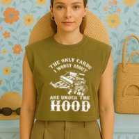 The Only Carbs I Worry V8 Engine Lovers Garment-Dyed Women's Muscle Tee