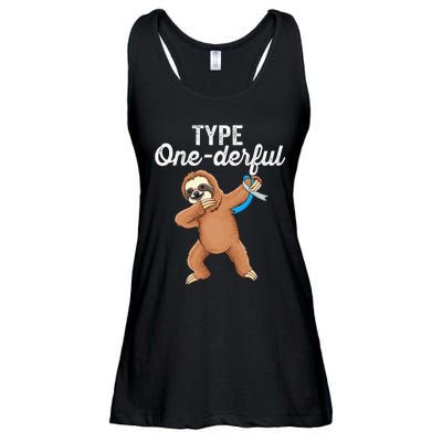 Type Onederful cute dabbing sloth Type 1 Diabetes Awareness Ladies Essential Flowy Tank