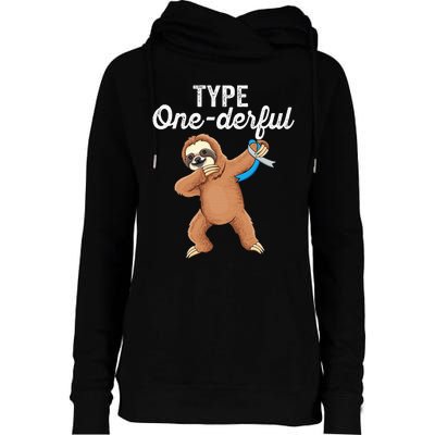 Type Onederful cute dabbing sloth Type 1 Diabetes Awareness Womens Funnel Neck Pullover Hood