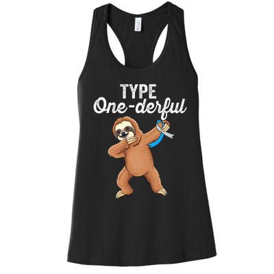 Type Onederful cute dabbing sloth Type 1 Diabetes Awareness Women's Racerback Tank