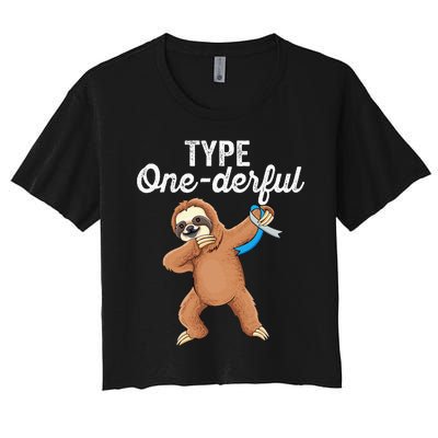 Type Onederful cute dabbing sloth Type 1 Diabetes Awareness Women's Crop Top Tee