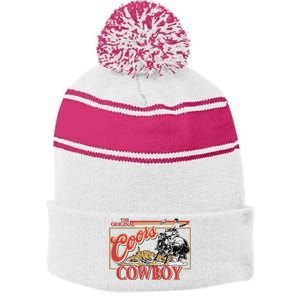 The Original Co.Ors Cowboy Heather Western Desert Cactus Stripe Pom Pom Beanie