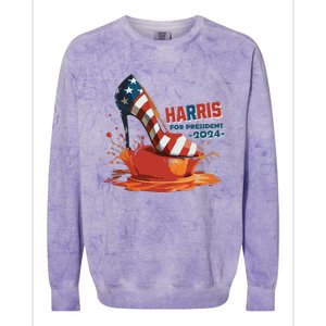 The Orange Crush Harris For President 2024 Patriotic Colorblast Crewneck Sweatshirt