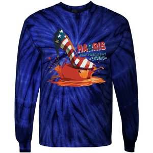 The Orange Crush Harris For President 2024 Patriotic Tie-Dye Long Sleeve Shirt