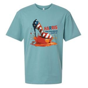 The Orange Crush Harris For President 2024 Patriotic Sueded Cloud Jersey T-Shirt