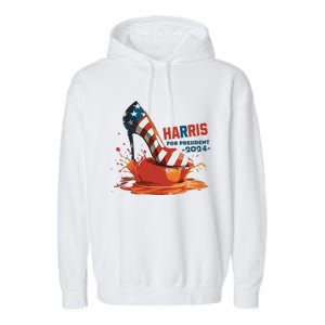 The Orange Crush Harris For President 2024 Patriotic Garment-Dyed Fleece Hoodie