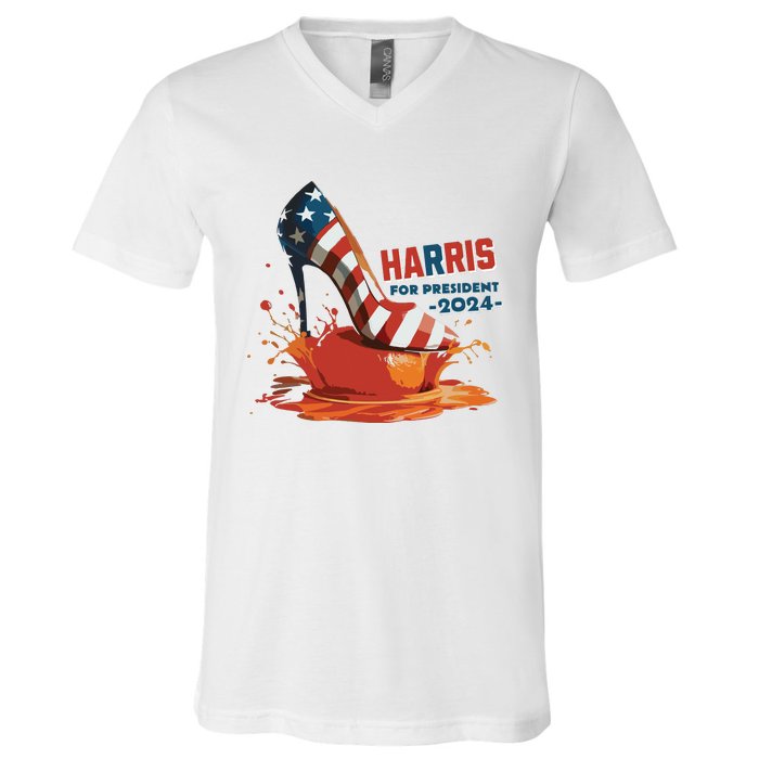 The Orange Crush Harris For President 2024 Patriotic V-Neck T-Shirt