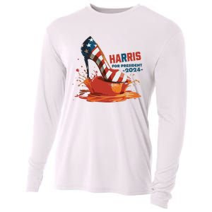 The Orange Crush Harris For President 2024 Patriotic Cooling Performance Long Sleeve Crew