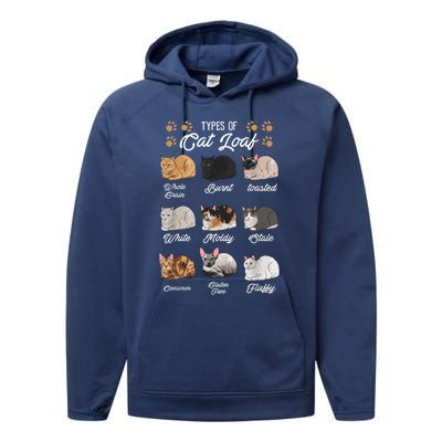 Types Of Cat Loaf Cats Kitty Kitten Cat Lover Cat Mom Dad Performance Fleece Hoodie