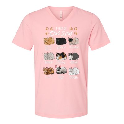 Types Of Cat Loaf Cats Kitty Kitten Cat Lover Cat Mom Dad V-Neck T-Shirt