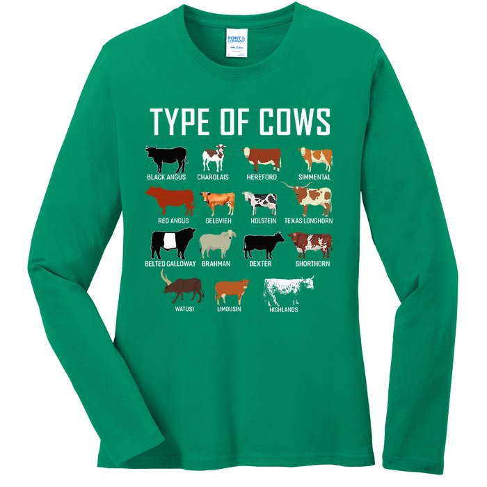 Types Of Cows Farmer Tee Costume Cow Ladies Long Sleeve Shirt