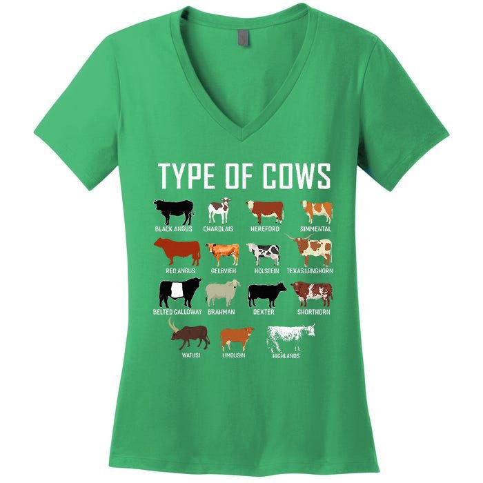 Types Of Cows Farmer Tee Costume Cow Women's V-Neck T-Shirt