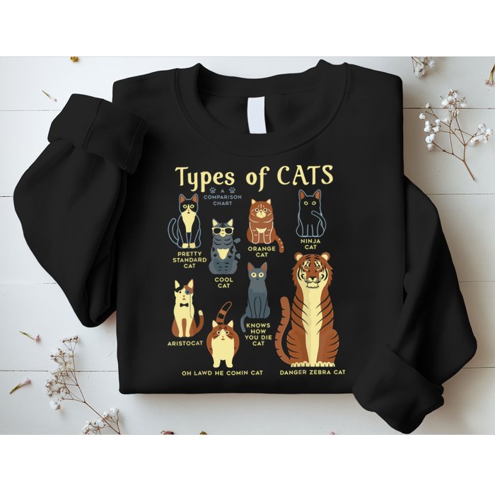 Types Of Cat Funny Comparison Cat Pet Lover Owner Sweatshirt