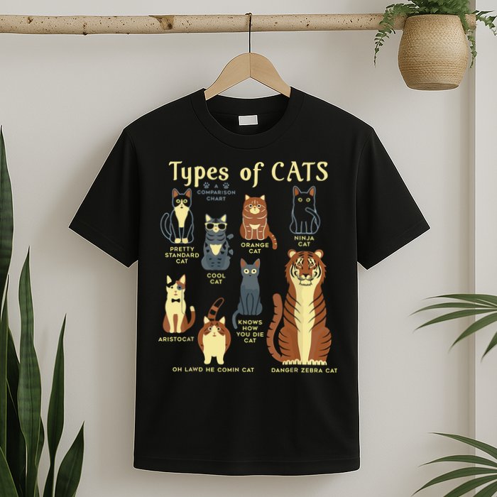 Types Of Cat Funny Comparison Cat Pet Lover Owner T-Shirt