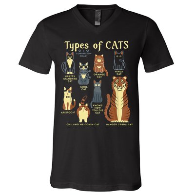 Types Of Cat Funny Comparison Cat Pet Lover Owner V-Neck T-Shirt