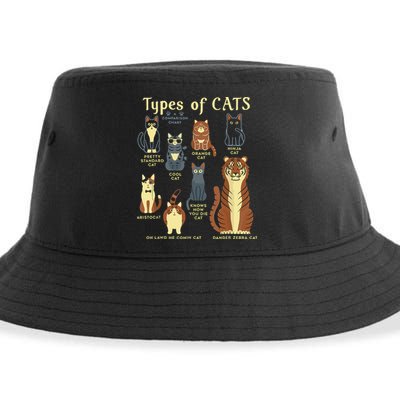 Types Of Cat Funny Comparison Cat Pet Lover Owner Sustainable Bucket Hat