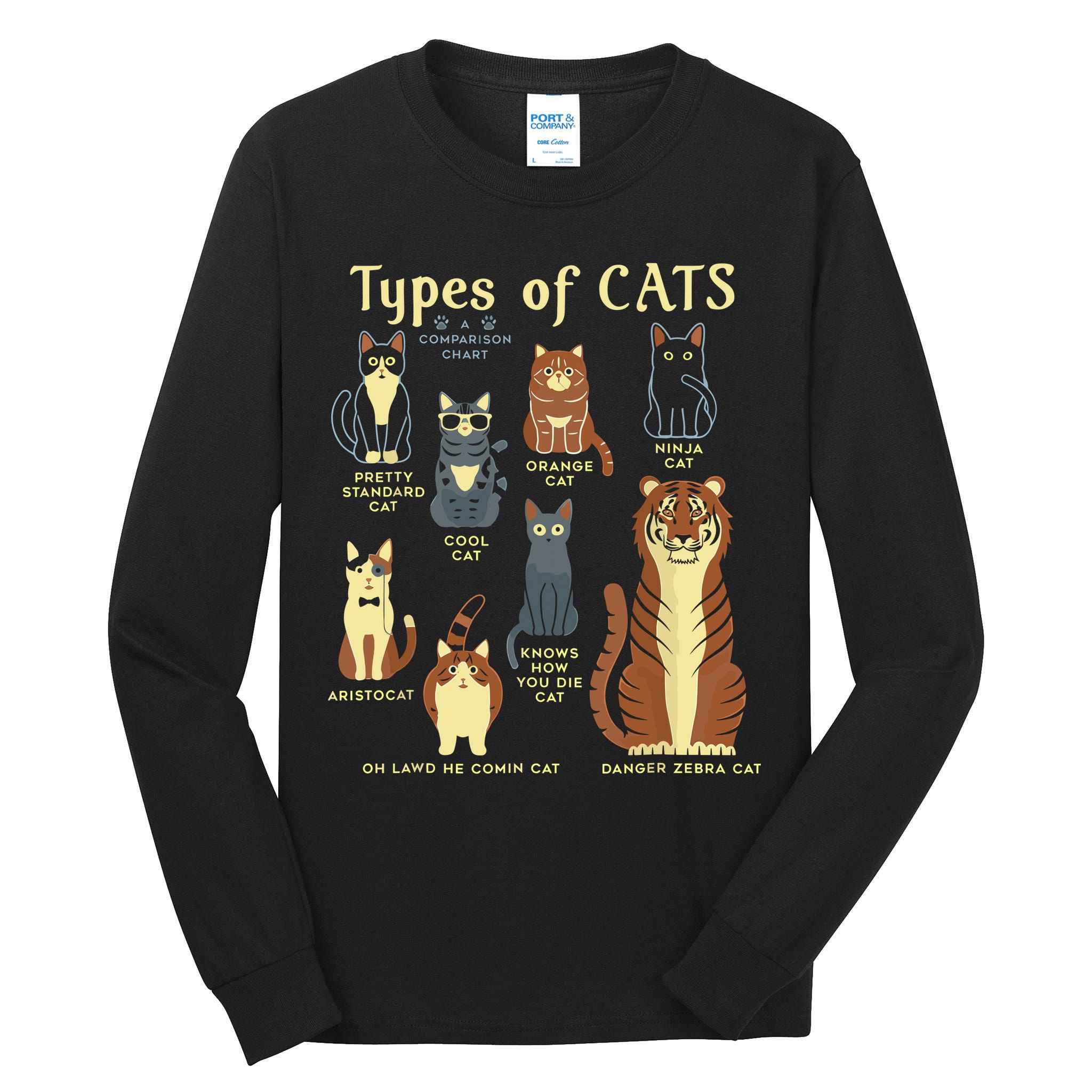 Types Of Cat Funny Comparison Cat Pet Lover Owner Tall Long Sleeve T-Shirt
