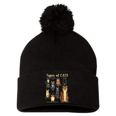 Types Of Cat Funny Comparison Cat Pet Lover Owner Pom Pom 12in Knit Beanie
